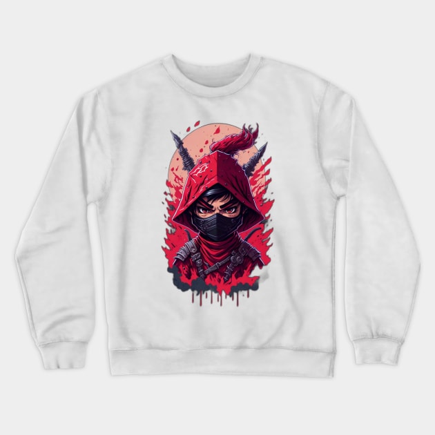 evil ninja man face Crewneck Sweatshirt by Rizstor